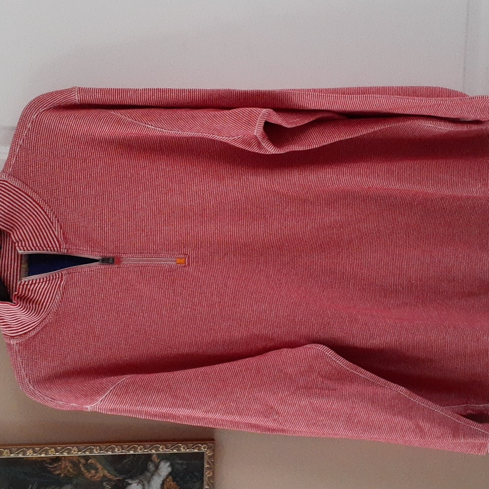 Robert Graham Red Gunther Half Zip Striped Sweater New